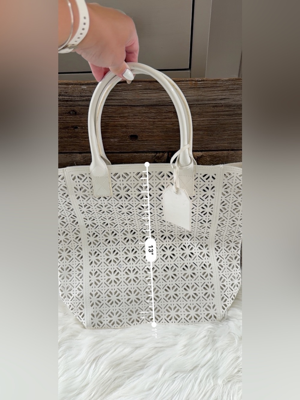 TORY BURCH | Patent Perforated North South PVC Tote - Picture 5 of 9